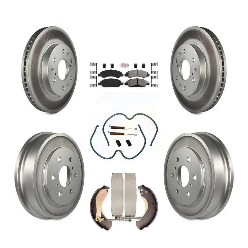 Front Rear Brake Rotors Semi-Metallic Pad Coat Drum Kit (7Pc) For Chevrolet GMC Silverado KGA-104209 Exclusive Offer