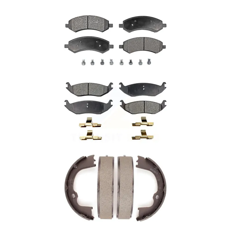 Same Day Shipping Front Rear Ceramic Brake Pads Parking Shoes Kit For Ram 1500 Classic Dodge Chrysler Aspen KTN-100786