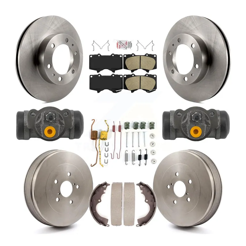 Front Rear Brake Rotor Ceramic Pad Drum Kit (9Pc) For Toyota Tacoma RWD With 6 Lug Wheels K8A-107992 Original